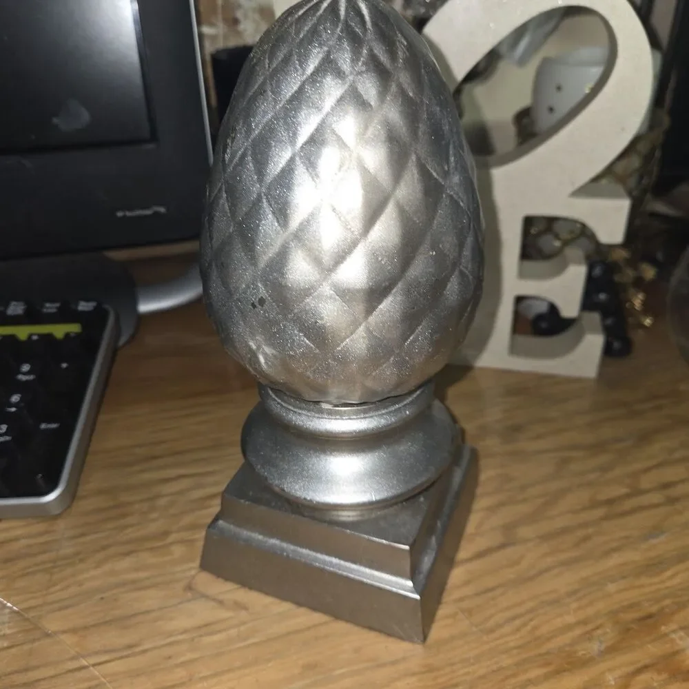 Vintage Metallic Pineapple Acorn  Bookends Velvet Bottom